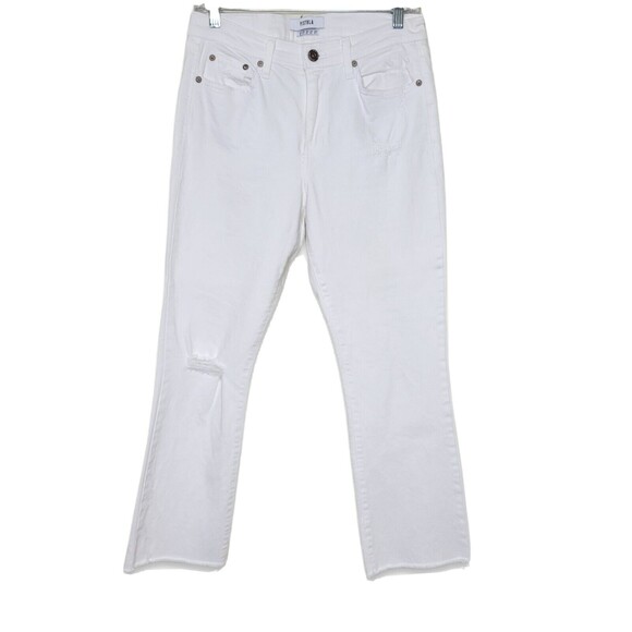 Pistola High Rise Bootcut Raw Hem Jeans White Denim Women's Size 27 distressed - Picture 1 of 13